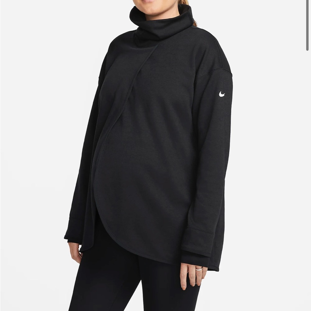 Nike Maternity Reversible Sweatshirt Pullover Top Funnel Neck Nursing Black NEW